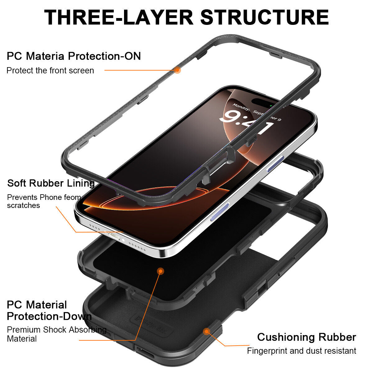For Iphone 16 14 13 12 11 15 Pro Max 16E Case Rugged Shockproof Heavy Duty Cover
