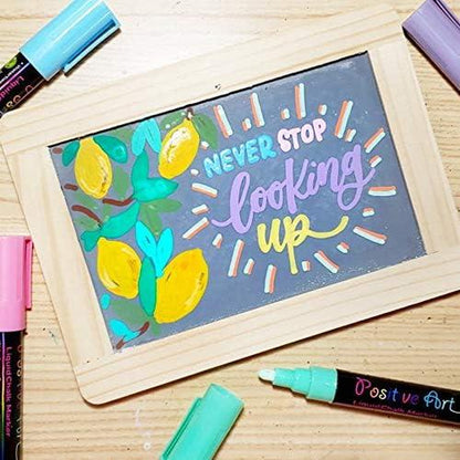 Liquid Chalk Markers Set - 30 Washable Vibrant Colors with Reversible Tip for Window Art