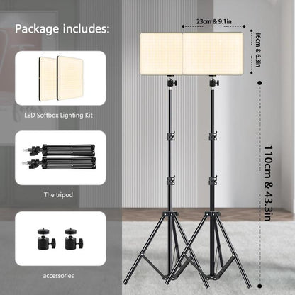 Professional LED Video Light with Adjustable Brightness, Tripod Stand, and USB Power for Video Recording, Live Streaming, Makeup, and Vlogging