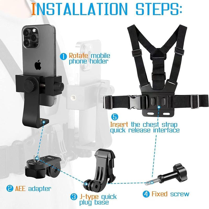 2025 Professional Hanging Neck Mount for Smartphones and Action Cameras - Hands-Free Vlogging and Video Recording Holder Compatible with iPhone 15/14/13/12 Series and Android Devices