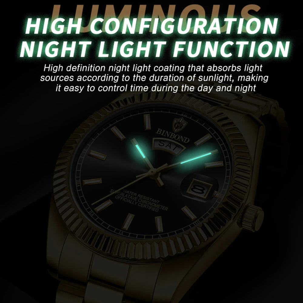Mens Quartz Watch Top Brand Sports Quartz Mens Watches Stainless Steel Waterproof Date Week Wristwatch Men Relogio