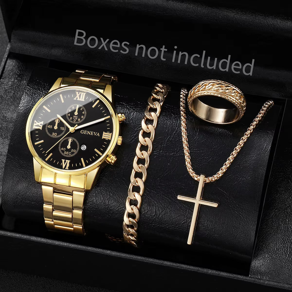 4Pcs/Set Fashion Men Business Watches Analog Quartz Watch for Mens Clock Reloj Hombre（Without Box）