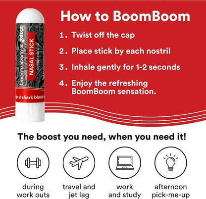 Boomboom Nasal Inhaler Stick (3-Pack) | Advanced Vapor Flow Technology | Enhanced Breathing and Natural Focus | Invigorating Cool Sensation | Premium Essential Oils and Menthol (Blood Orange)