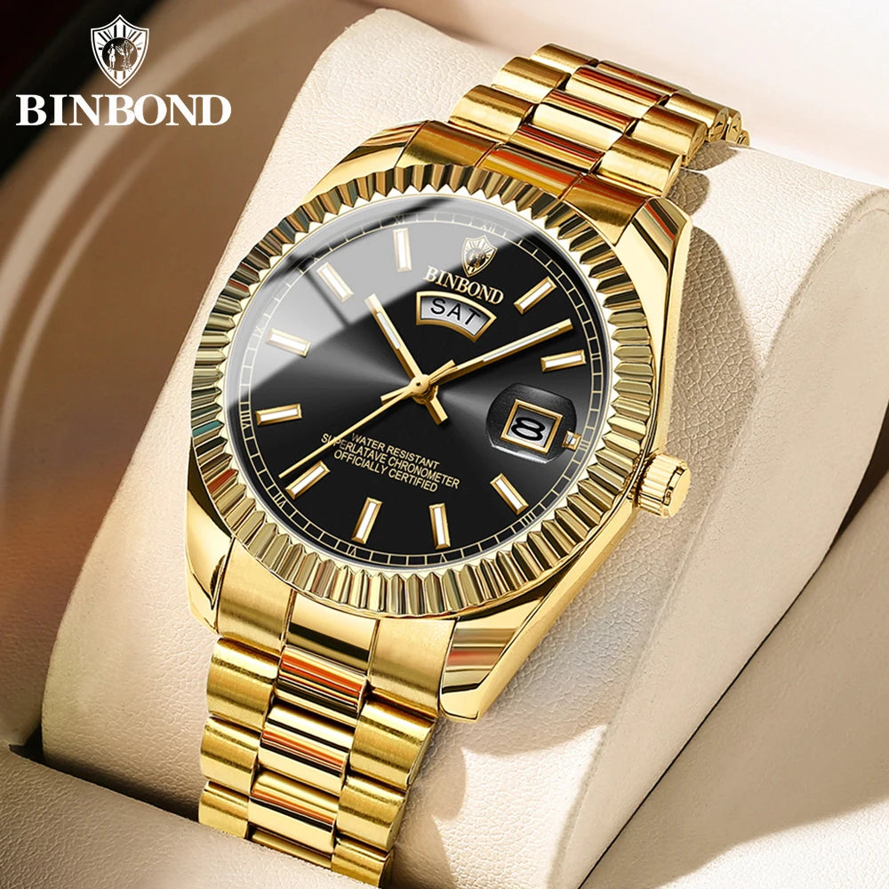 Mens Quartz Watch Top Brand Sports Quartz Mens Watches Stainless Steel Waterproof Date Week Wristwatch Men Relogio
