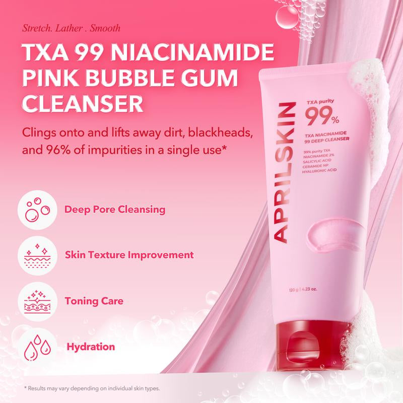 [APRILSKIN Official] TXA 99 Niacinamide Deep Cleanser | Pink Bubble Gum Facial Cleanser | Brightening & Hydration Cleanser