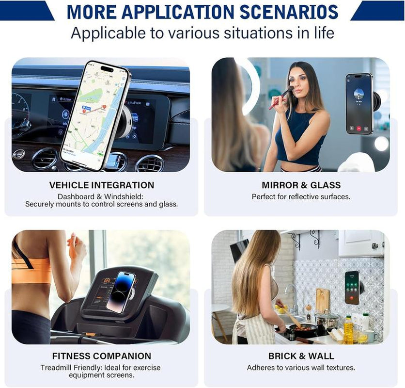 Magnetic Vacuum Phone Holder with Suction Cup - Versatile Accessory for 4-7 Inch Phones, Ideal for Various Settings and Car Use