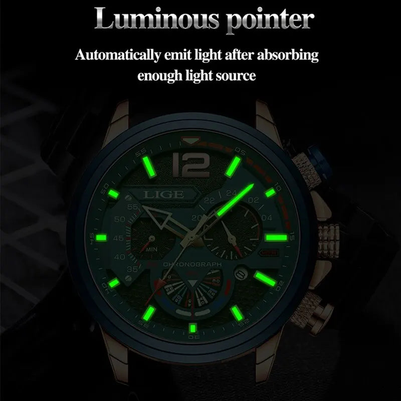 Fashion Watch Man Luxury Chronograph Sport Mens Watches Quartz Wristwatches Leather Male Waterproof Clock Relogio Masculino