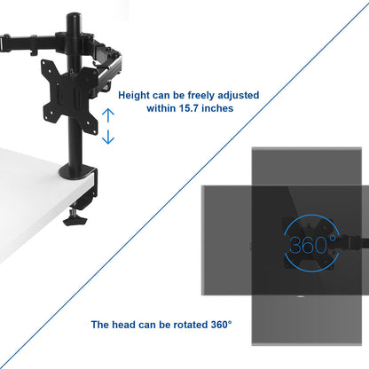 Monitor Stand Dual Arm Desk Mount LED TV Screen Holder Bracket up to 27''