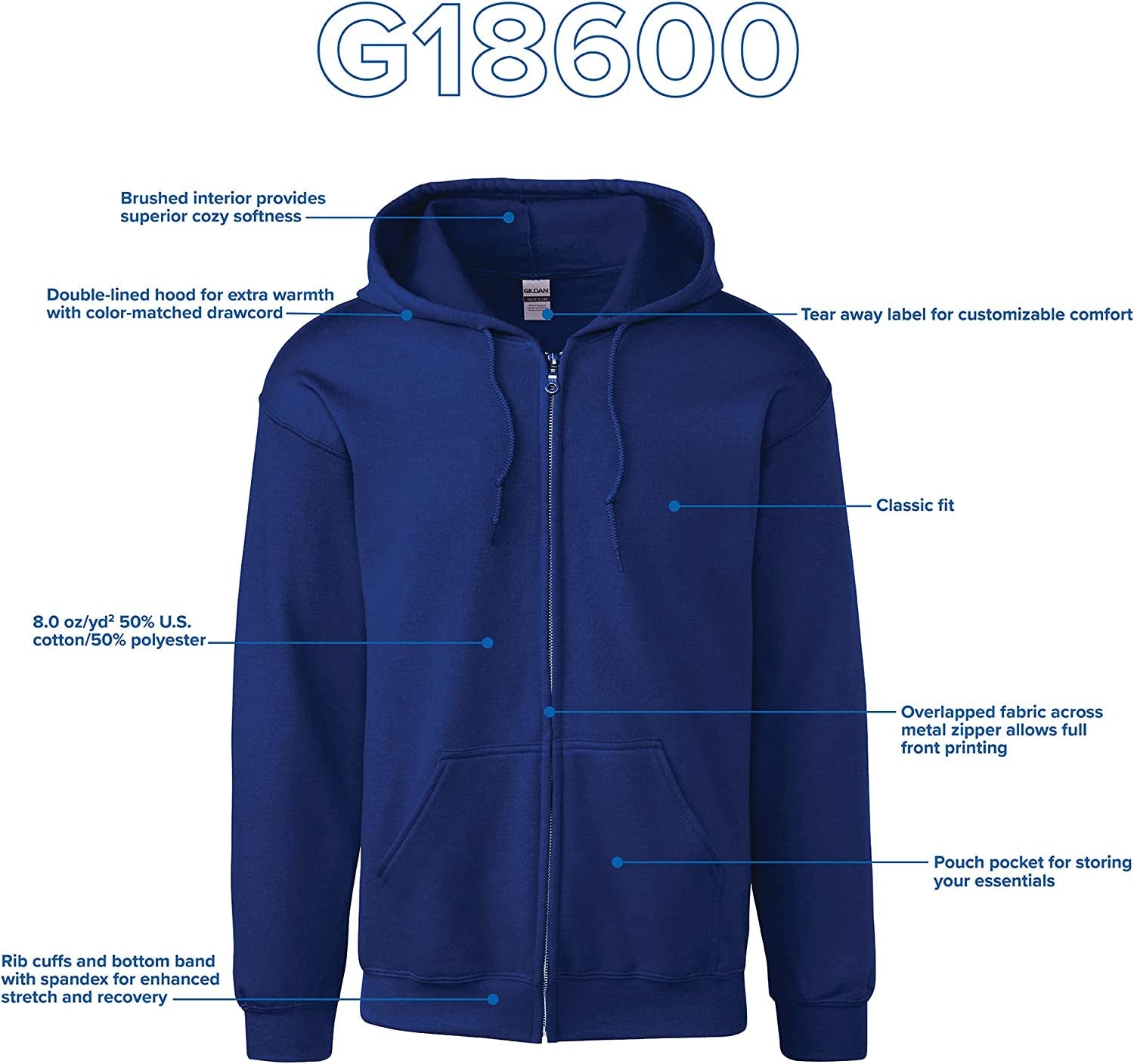 Mens G18600 Men'S Fleece Zip Hooded Sweatshirt Shirt