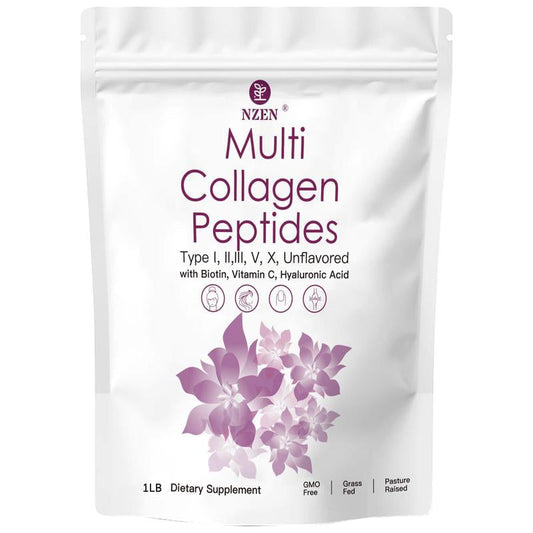 Multl Collagen Peptides Powder 1Lb/2Lb-Hydrated with Hyaluronic Acid, - Healthcare, Edible Healthcare Edible Supplement Fitness Dietary Colagen Beauty Nail Hair Hydrolyzed Collagen Peptide White