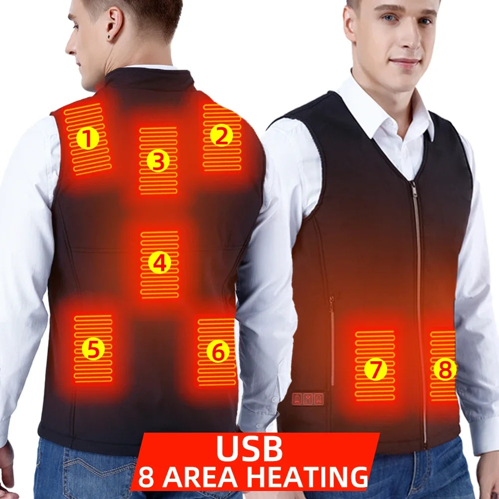 Luxury Women Heating Vest Jacket Winter Heated Vest USB Infrared Electric Heating Men Clothing Flexible Thermal Warm Mens Jacket