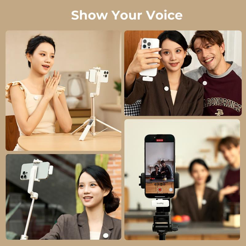 Smallrig S60 USB-C Wireless Mini Microphone Pro Kit with Magnetic Clip for iPhone 15/16 Pro & Android - 44-Hour Studio Sound with Noise Cancelling, Compact and Lightweight Lavalier Microphone with Charging Case and Receiver for Content Creation