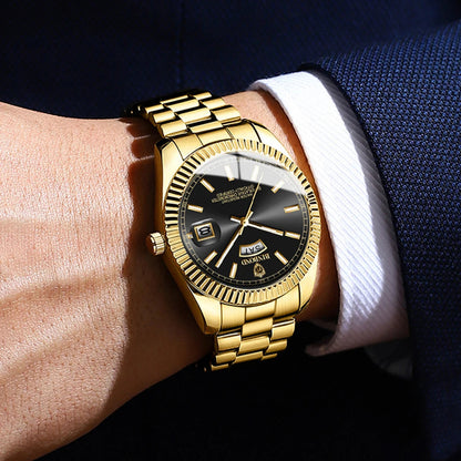 Mens Quartz Watch Top Brand Sports Quartz Mens Watches Stainless Steel Waterproof Date Week Wristwatch Men Relogio