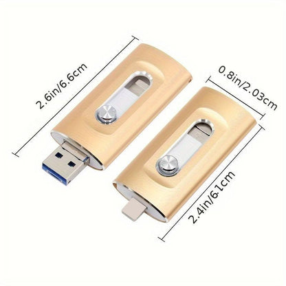 3-in-1 USB Storage Flash Drive with Type-C Adapter - High-Speed USB 3.0 Memory Solution for Phones and PCs, Durable OTG External Storage, Ideal Gift for Men