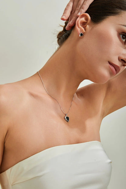 Black Onyx Shield Stud Earrings