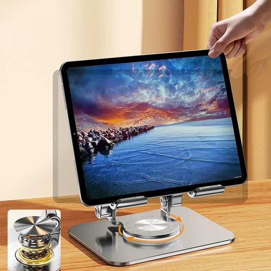 Adjustable Tablet Stand, Durable Anti-Slip Smartphone Tablet Holder, 1 Count Rotatable Aluminum Alloy Folding Phone Stand Compatible with Ipad Pro/Air/ Mini, Tablets Phones Holder, Tablet & Computer Accessories