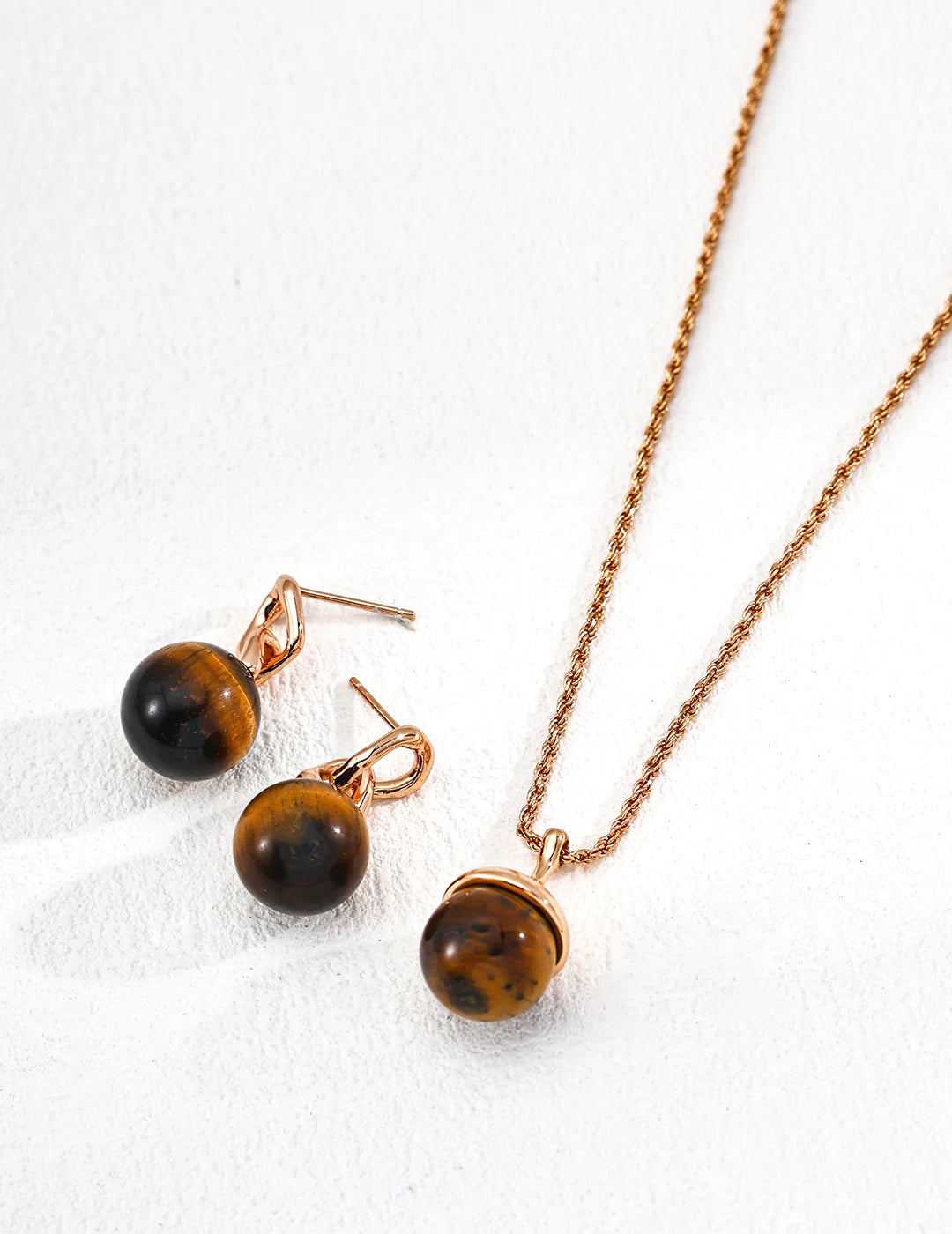 Round Tiger'S Eye Earrings