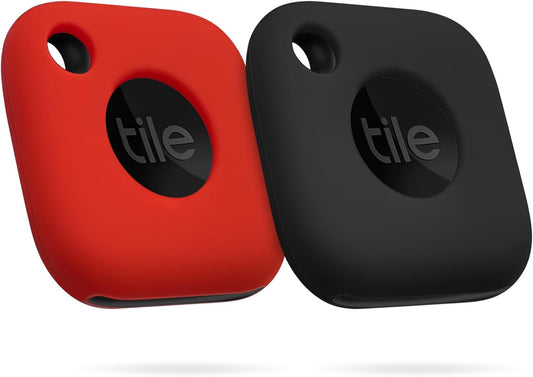 Silicone Protective Case for Tile Mate 2024 and 2022, Scratch-Resistant Cover with Carabiner (2-Pack: Black and Red)