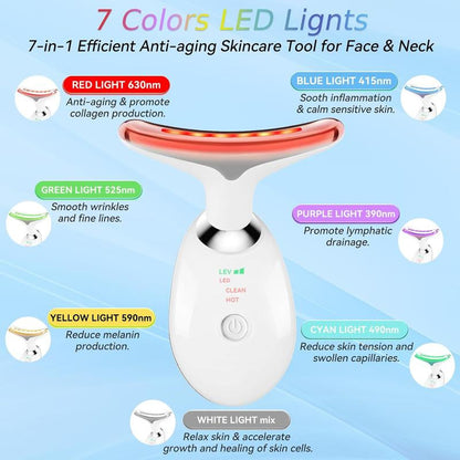7-Color LED Electric Facial Massager - Advanced Beauty Device for Skin Care, Vibration Therapy for Double Chin and Face Sculpting, Ergonomic Handle for Comfort