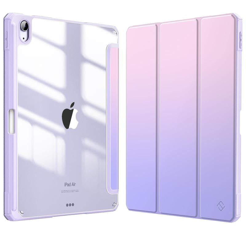 Fintie Hybrid Slim Case for iPad Air 11" (M3/M2 Chip) / iPad Air 5th/4th Generation (10.9") with Clear Back Cover and Built-In Pencil Holder, Ideal for Girls