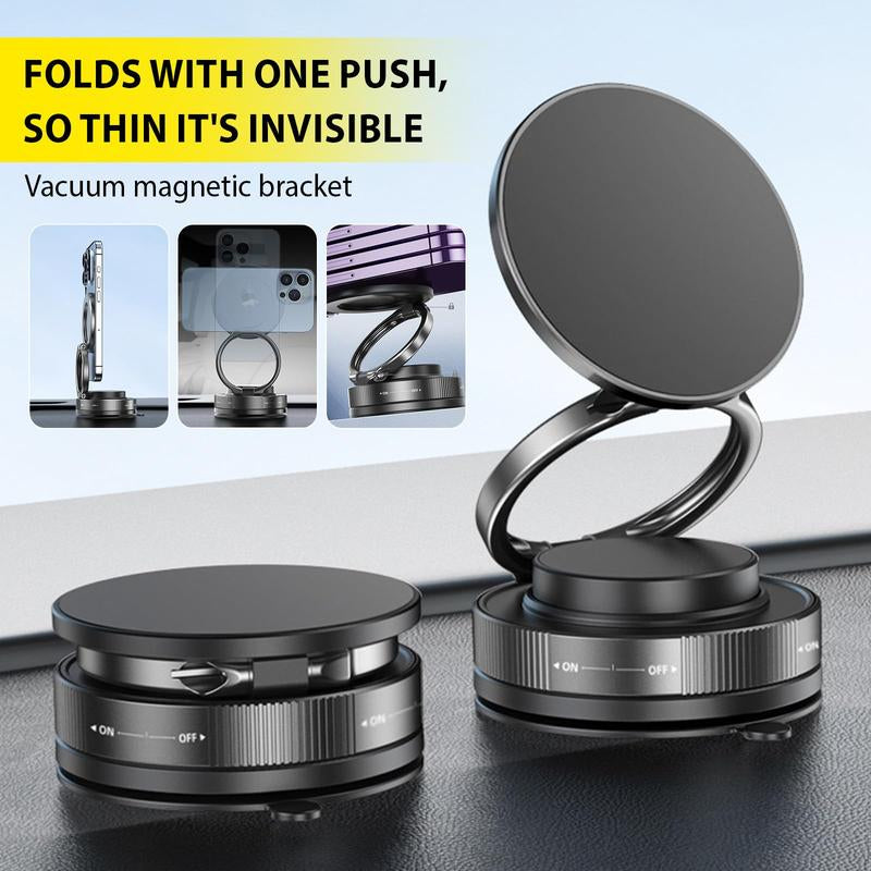 Adjustable 360° Magnetic Vacuum Phone Holder with Suction Cup for MagSafe - Versatile Portable Mount for Car, Makeup, Gym, and Mirror - Compatible with iPhone 11 and Newer Models