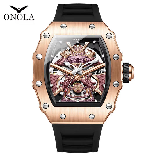 Automatic Movement Mechanical Watches for Men Fashion Black-Warrior Hollow High Quality Waterproof Mens Watch Reloj Hombre
