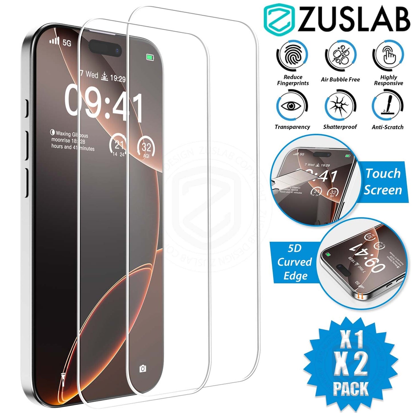 Glass Screen Protector X2 for iPhone Models 6 Plus to 16E Pro XS Max