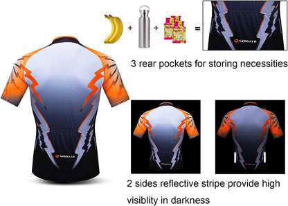 Mens Cycling Bibs Kits Bike Bib Shorts 4D Gel Padded and Bicycle Jersey Biking Clothing Suit