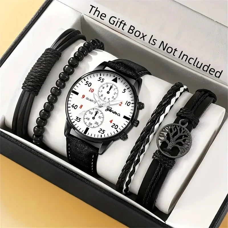 New Hip Hop Mens Fashion Watches Luxury Male Clock Wristwatch Sport Menswrist Watch Bracelet Set Relogio Masculino