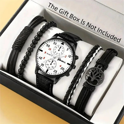 New Hip Hop Mens Fashion Watches Luxury Male Clock Wristwatch Sport Menswrist Watch Bracelet Set Relogio Masculino