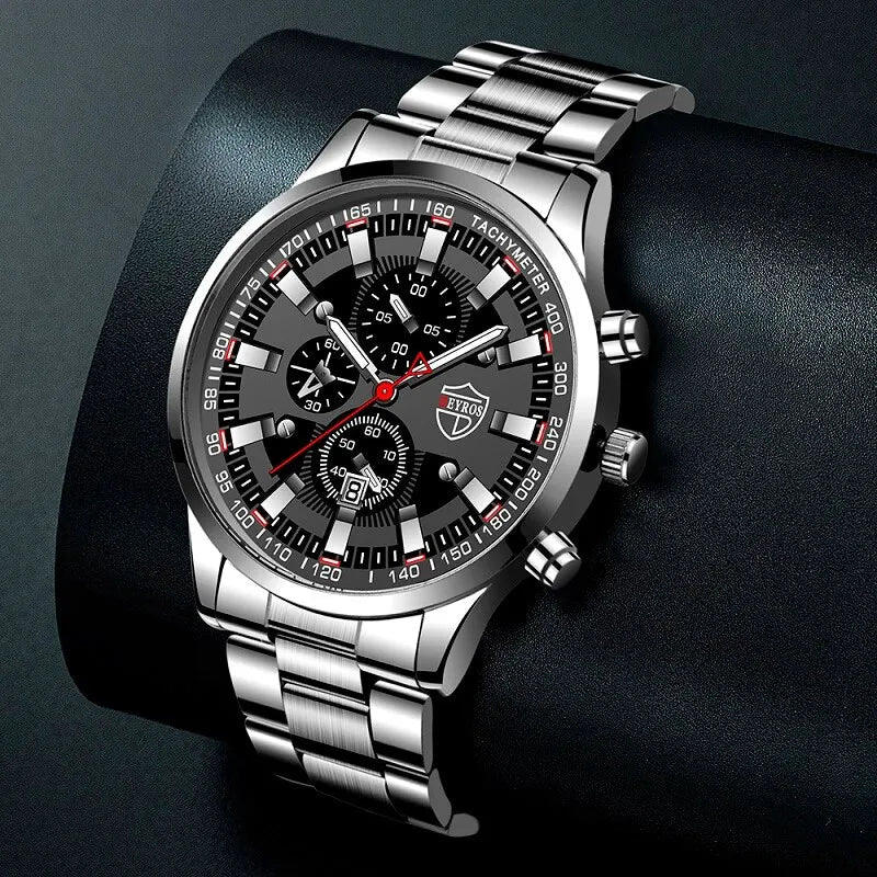 Fashion Mens Sports Watches Men Business Stainless Steel Quartz Watch Luxury Man Casual Calendar Luminous Clock Reloj Hombre