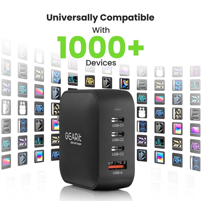 Gearit 100W USB-C GaN Fast Charger for Mobile Devices and Electronics