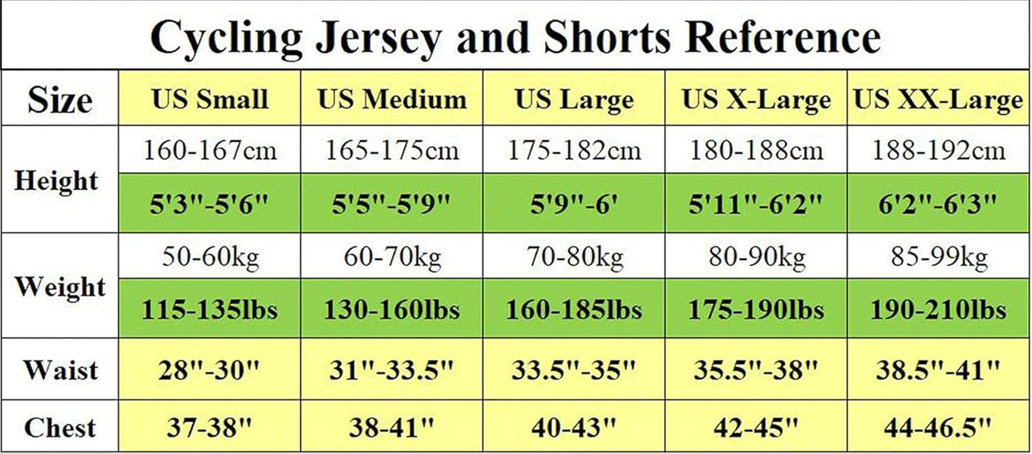 Mens Cycling Bibs Kits Bike Bib Shorts 4D Gel Padded and Bicycle Jersey Biking Clothing Suit