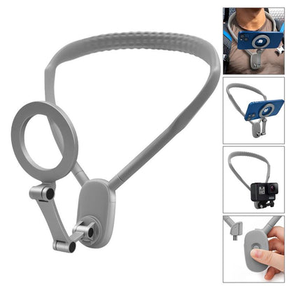 Magnetic Neck Mount for Smartphones and Action Cameras - Hands-Free POV/Vlog Holder with Chest Strap for iPhone 16/15/14/13 and Android Devices