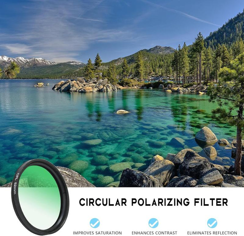 52mm Clip-On Circular Polarizer Lens Filter Kit for Mobile Phones
