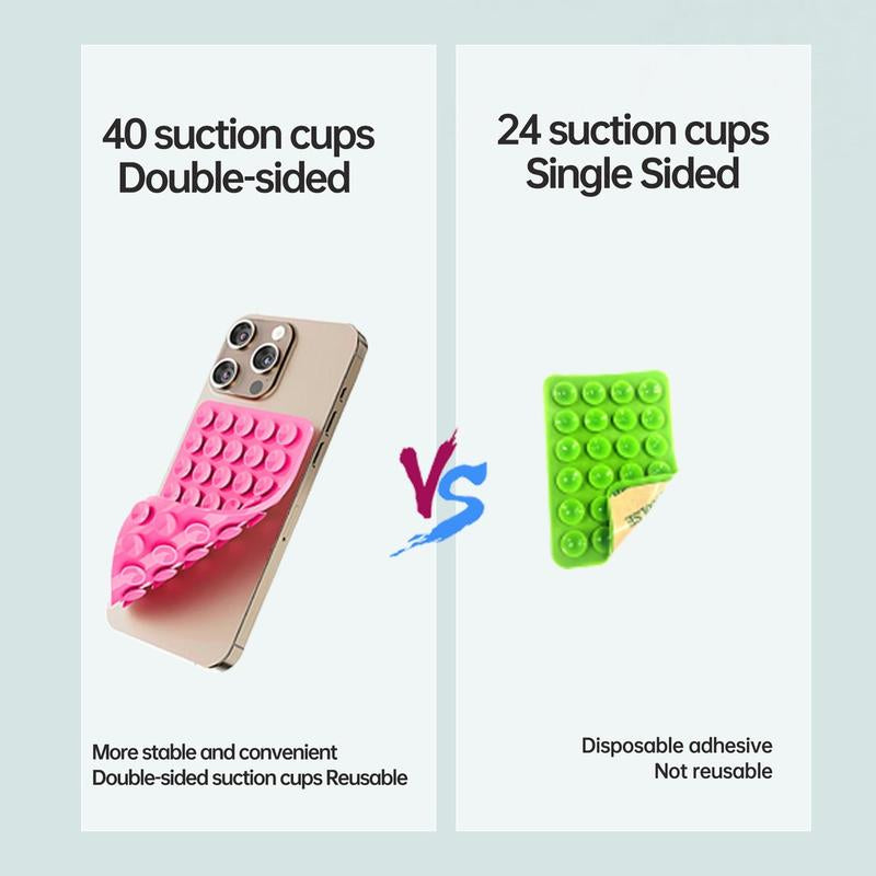 4-Pack Double-Faced Silicone Suction Phone Holder Stand with 40 Cups - Colorful Mount for iPhone and Android Devices