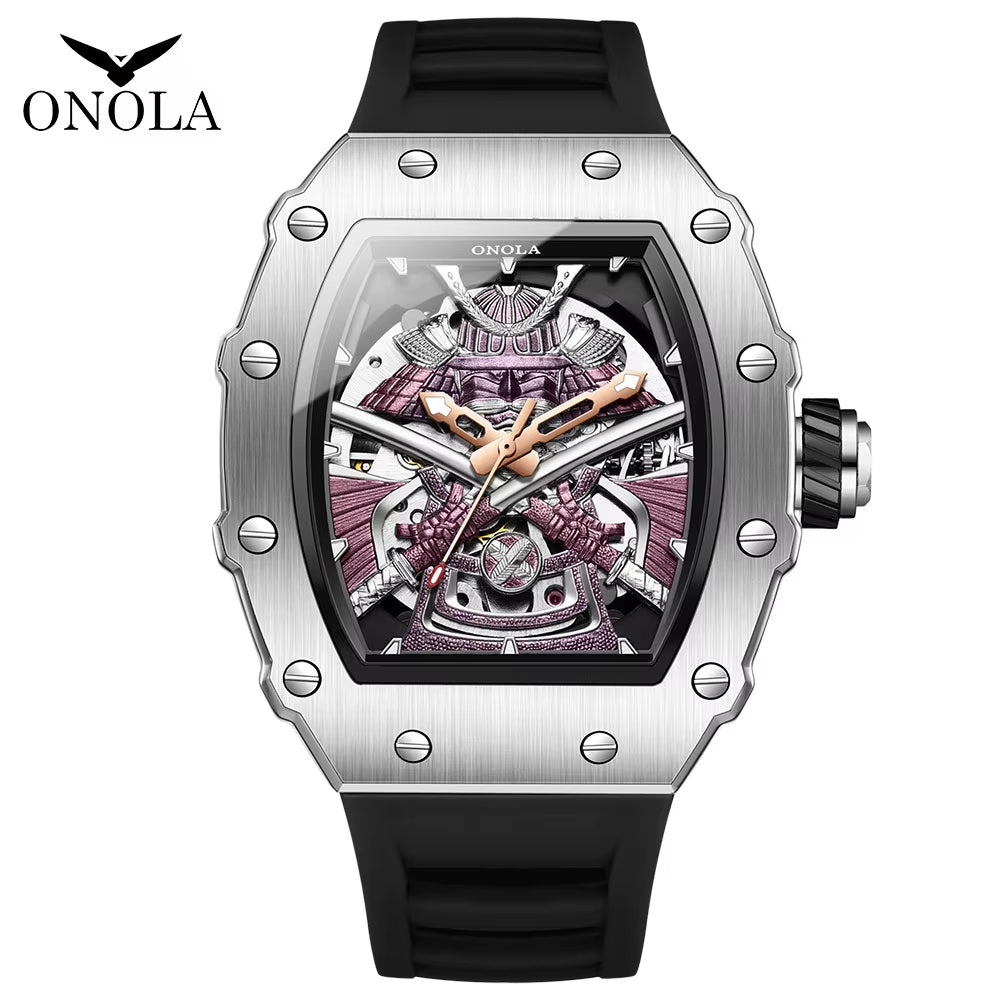 Automatic Movement Mechanical Watches for Men Fashion Black-Warrior Hollow High Quality Waterproof Mens Watch Reloj Hombre