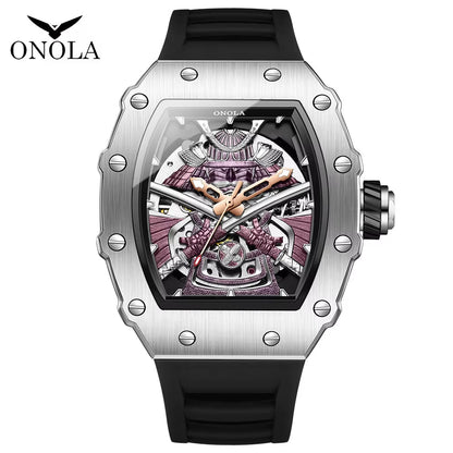 Automatic Movement Mechanical Watches for Men Fashion Black-Warrior Hollow High Quality Waterproof Mens Watch Reloj Hombre
