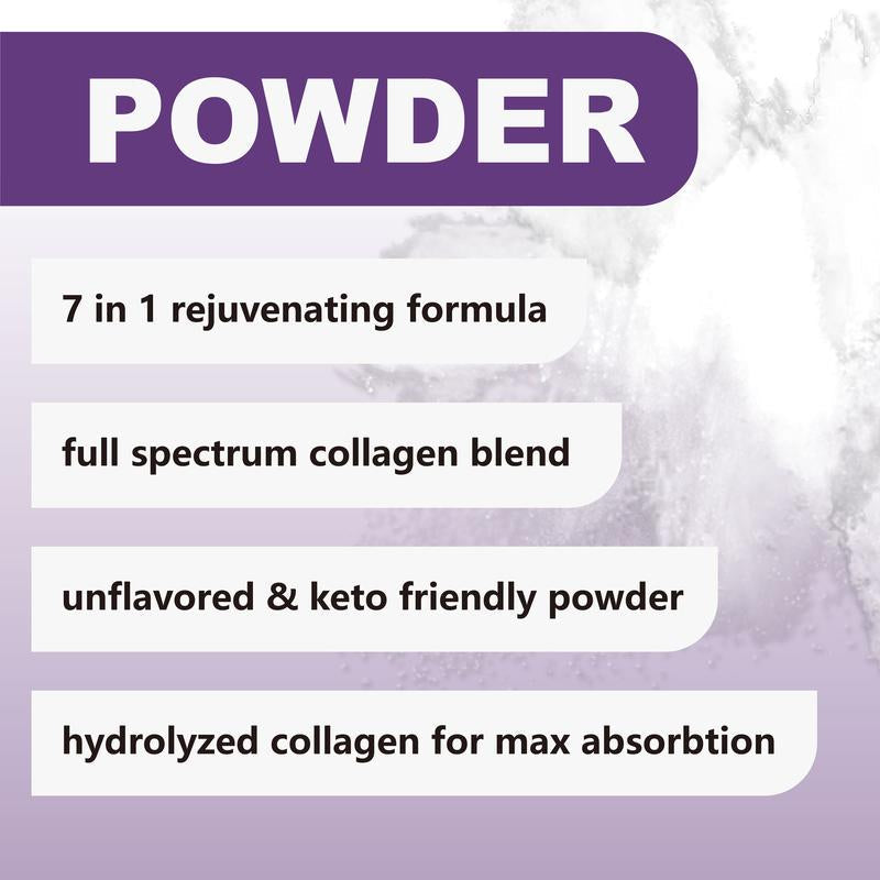 Multl Collagen Peptides Powder 1Lb/2Lb-Hydrated with Hyaluronic Acid, - Healthcare, Edible Healthcare Edible Supplement Fitness Dietary Colagen Beauty Nail Hair Hydrolyzed Collagen Peptide White