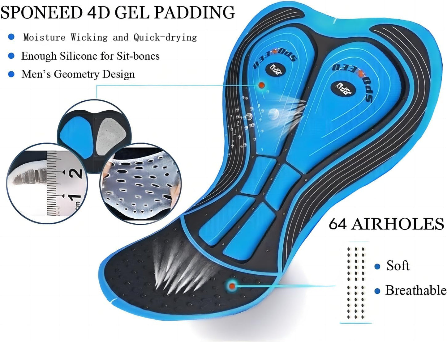 Mens Cycling Bibs Kits Bike Bib Shorts 4D Gel Padded and Bicycle Jersey Biking Clothing Suit