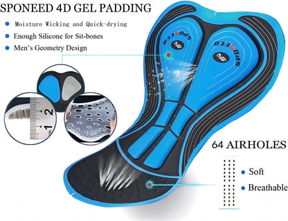 Mens Cycling Bibs Kits Bike Bib Shorts 4D Gel Padded and Bicycle Jersey Biking Clothing Suit