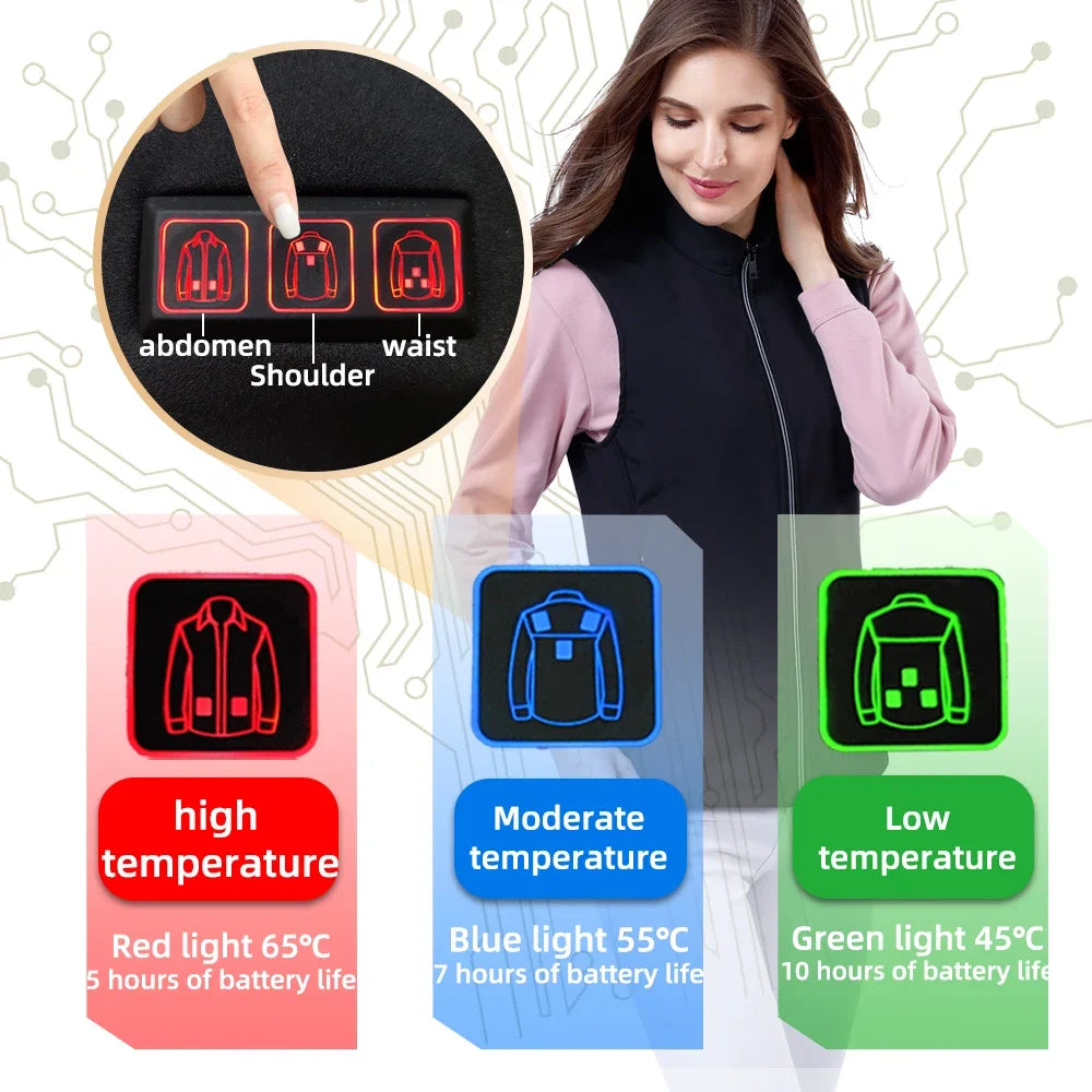 Luxury Women Heating Vest Jacket Winter Heated Vest USB Infrared Electric Heating Men Clothing Flexible Thermal Warm Mens Jacket