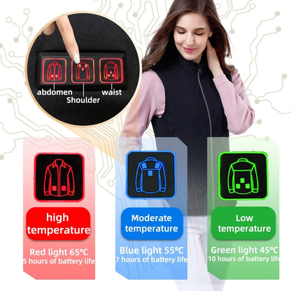 Luxury Women Heating Vest Jacket Winter Heated Vest USB Infrared Electric Heating Men Clothing Flexible Thermal Warm Mens Jacket