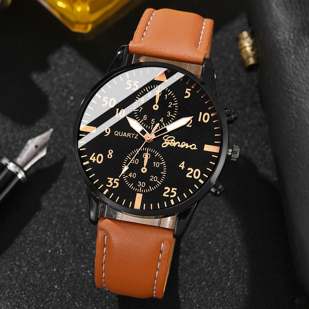 New Hip Hop Mens Fashion Watches Luxury Male Clock Wristwatch Sport Menswrist Watch Bracelet Set Relogio Masculino
