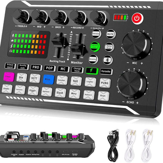 F998 Live Broadcast Device, Wireless Liveaudio Equipment,Microphone Music Soundcontrol Equipment,Audio Mixer with Soundconverter/Mixer, Microphone Set Suitablefor Computers, Phones, PC Audio Accessories Adjustable Waterproof Guitar Backpack