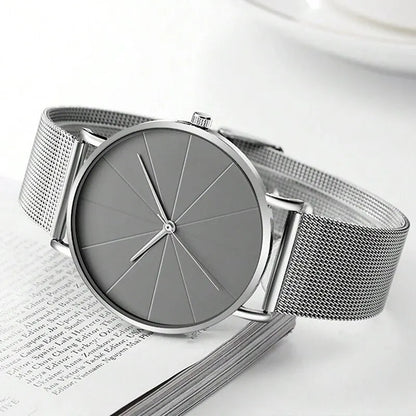 Mens Fashion Business Quartz Wristwatch Fashion Calendar Men Watch Mesh Belt Men Luxury Silver Bracelet Watches