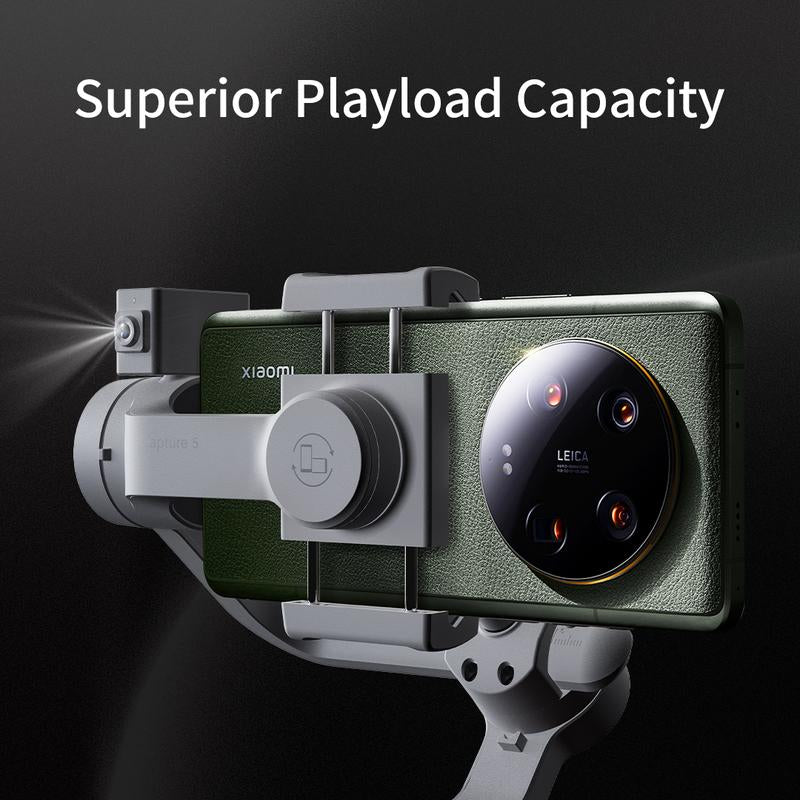 FUNSNAP C05 3-Axis Smartphone Gimbal Stabilizer with Magnetic Fill Light and 360° AI Tracking for iPhone 16/15/14/13 Pro Max and Samsung Galaxy S25U/S24U/S23/S22/Z Fold 6/Z Flip 5 - Ideal for Video Recording, Live Streaming, and Vlogging