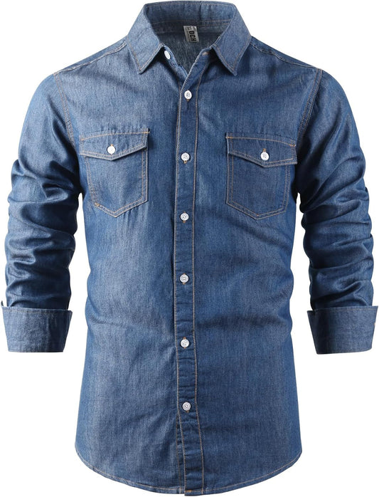 Men & Boys' Long Sleeve Lightweight Denim Shirts Father Son Matching