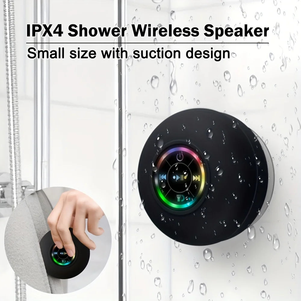 Waterproof Wireless Bluetooth Speaker with Large Suction Cup - Portable Mini Stereo for Outdoor Sports and Bathroom Use