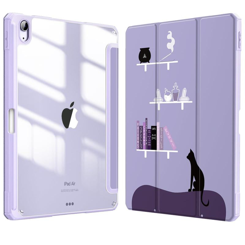 Fintie Hybrid Slim Case for iPad Air 11" (M3/M2 Chip) / iPad Air 5th/4th Generation (10.9") with Clear Back Cover and Built-In Pencil Holder, Ideal for Girls